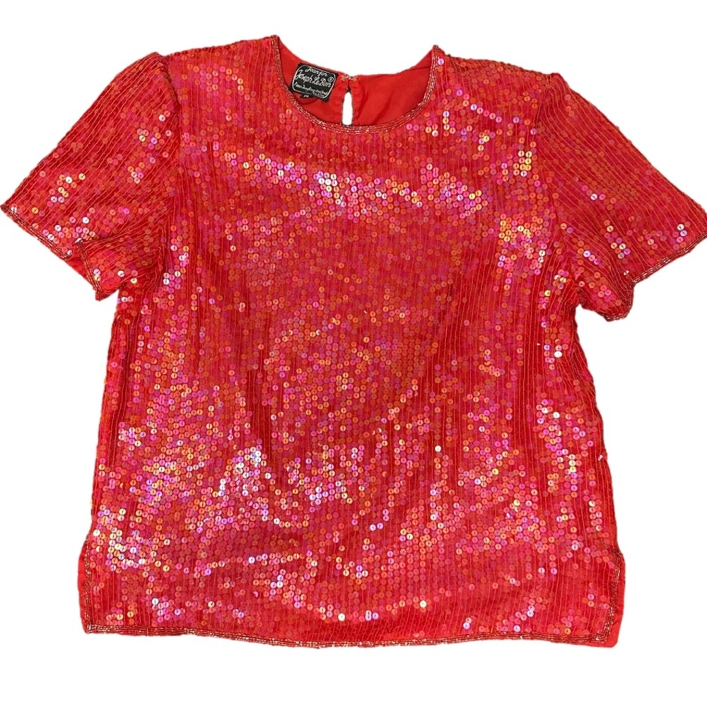 Glamorous Red Sequin Blouse